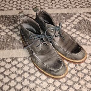 John Varvatos USA Men’s Chukka Boots 8.5 Dark Gray Leather Lace-Up Ankle